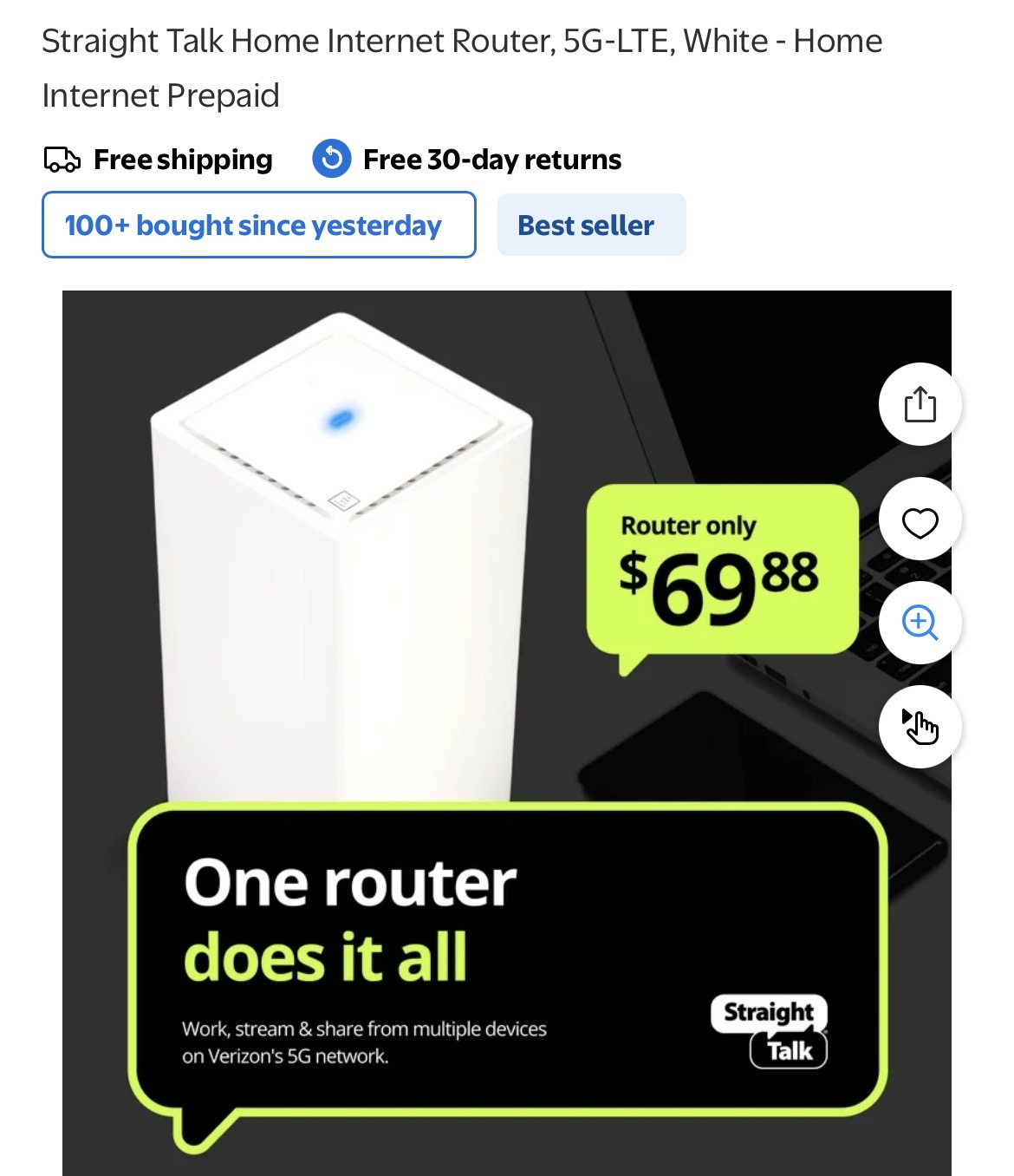 Straight Talk Home Internet Router, 5G-LTE #D178