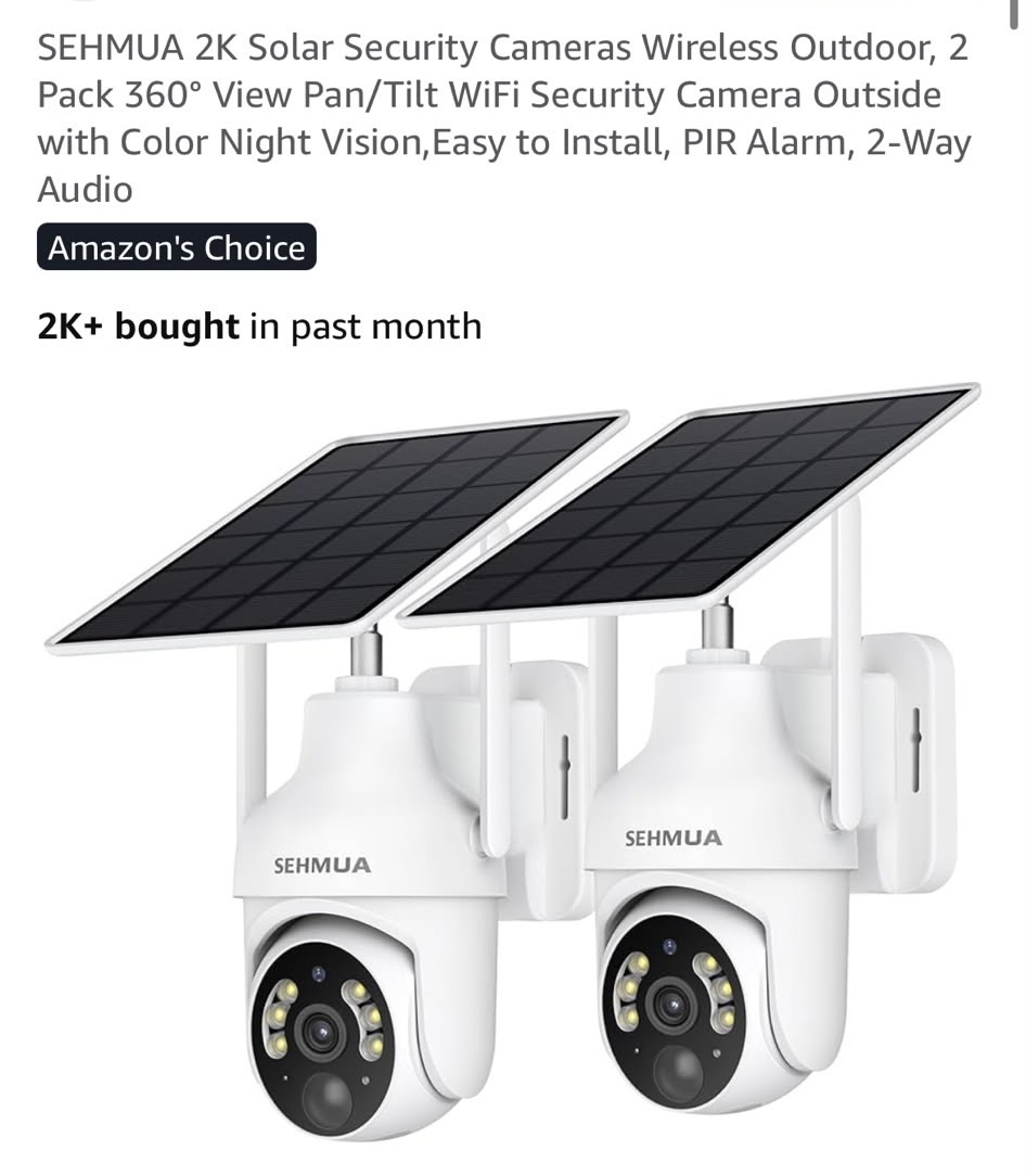 SEHMUA 2K Solar Security Cameras Wireless Outdoor, #A6