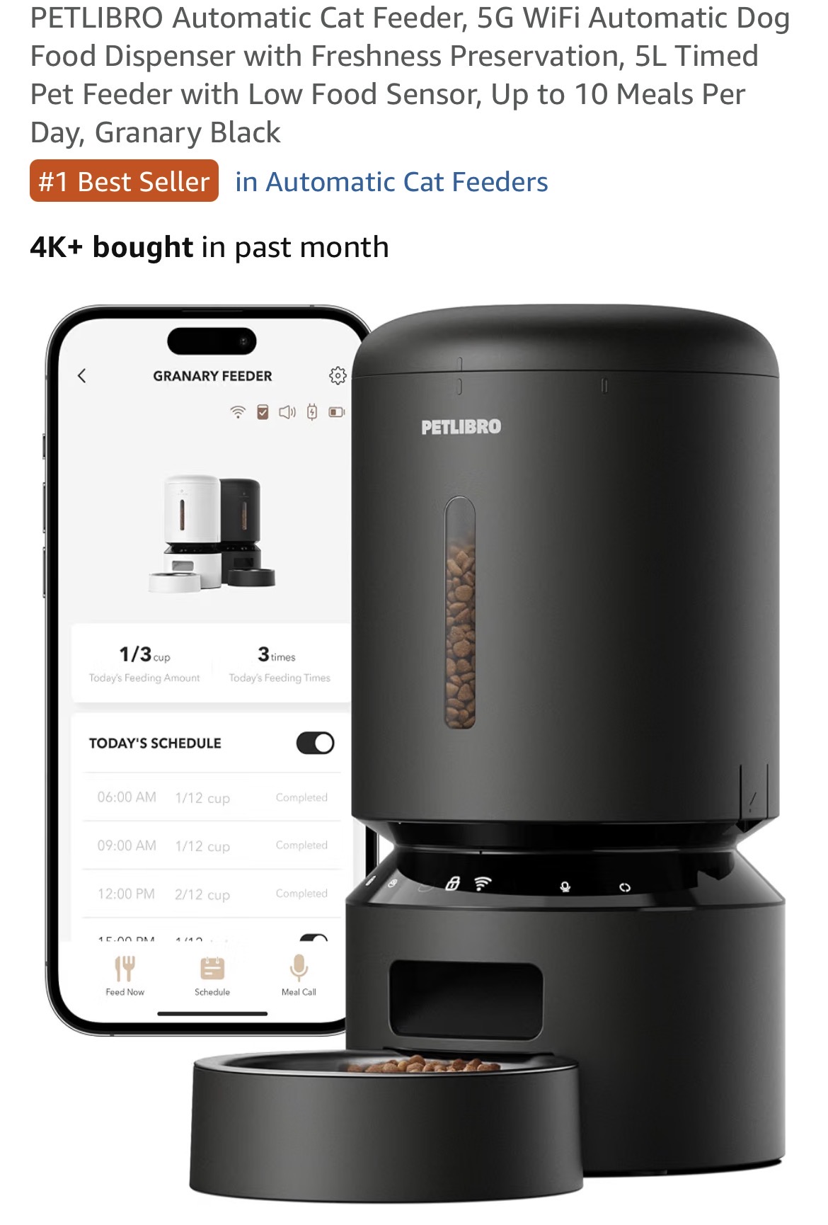 PETLIBRO Automatic Cat Feeder, 5G WiFi Automatic Dog Food Dispenser with Freshness Preservation, 5L #A4