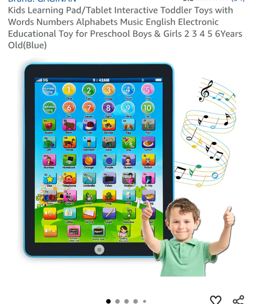 A043 Kids Learning Pad/ Tablet Interactive Toddler Toys