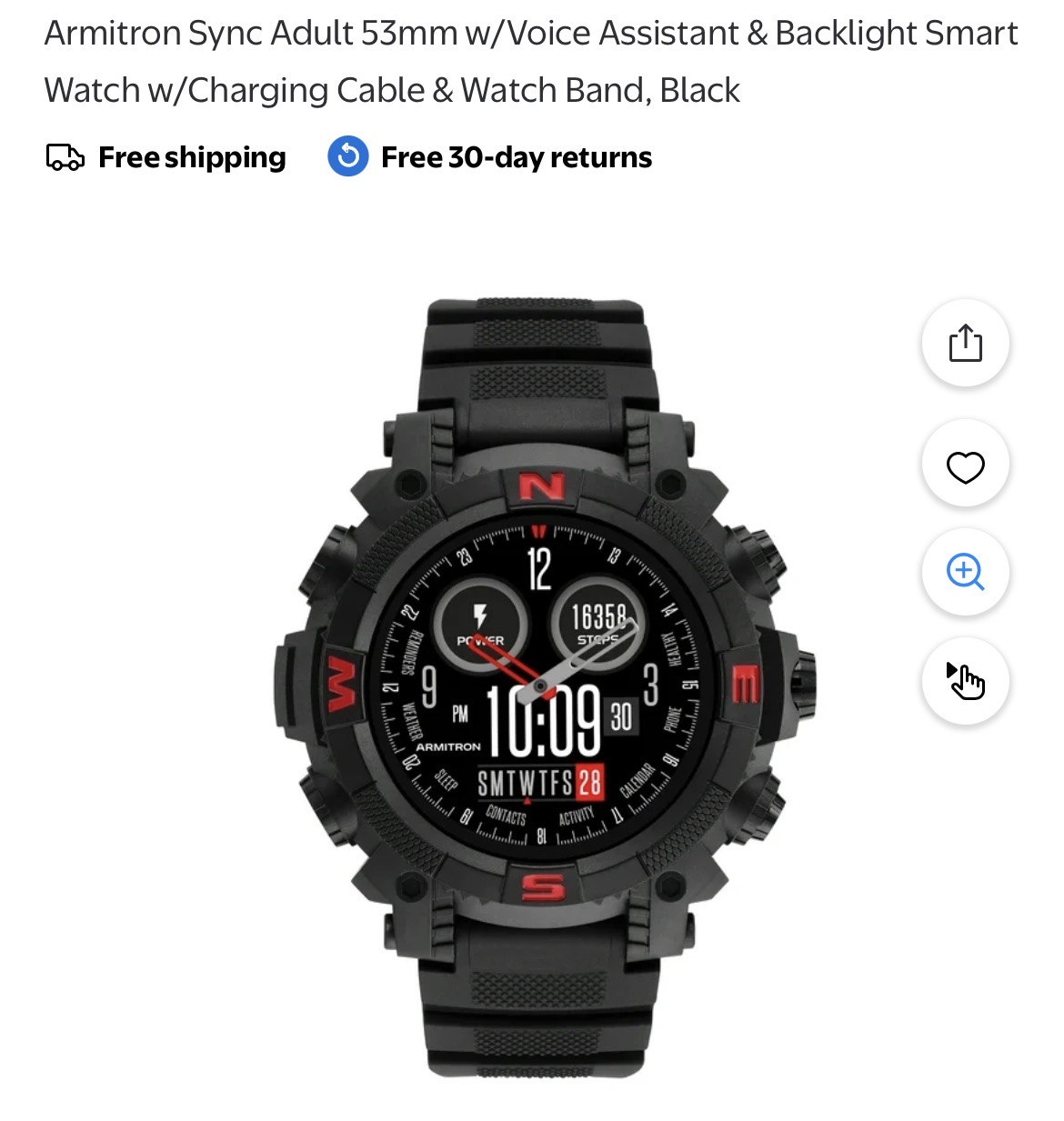 Armitron Sync Adult 53mm w/Voice Assistant & Backlight Smart #D173