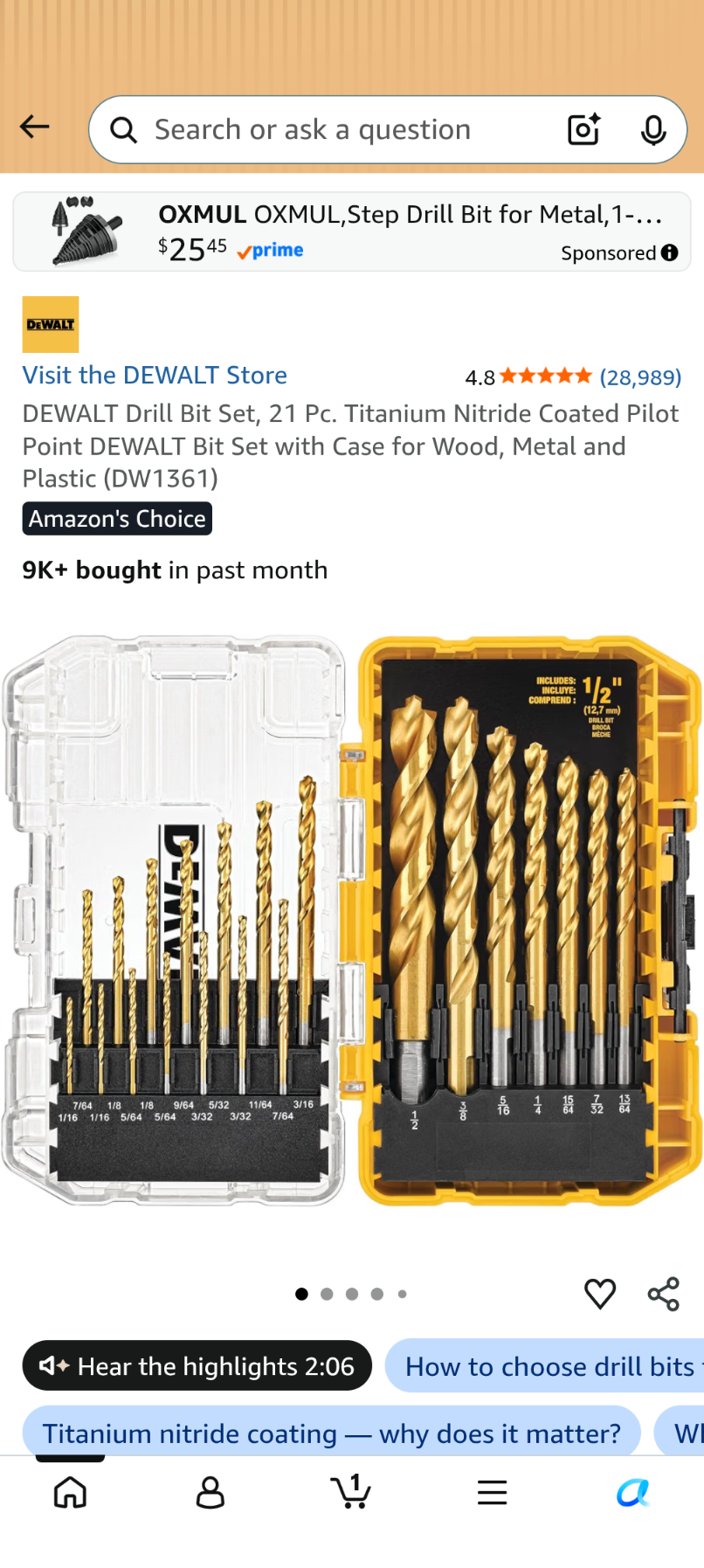 A044 DEWALT Drill Bit Set,