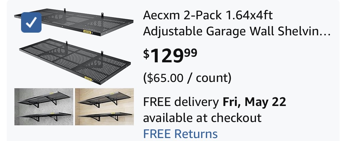 Aecxm 2-Pack 1.64x4ft Adjustable Garage Wall Shelving 560lbs Load Capacity Heavy Duty Wall Mounted Storage Shelf Metal Floating Shelves for Garage(Black) #B10