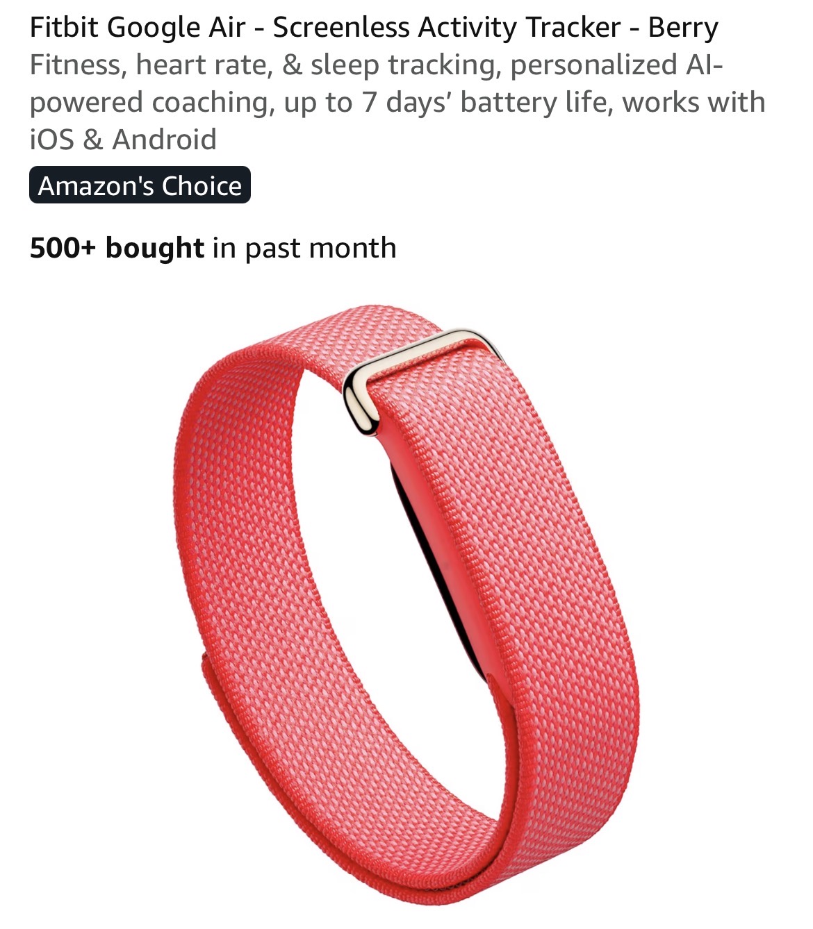 Fitbit Google Air - Screenless Activity Tracker #A3