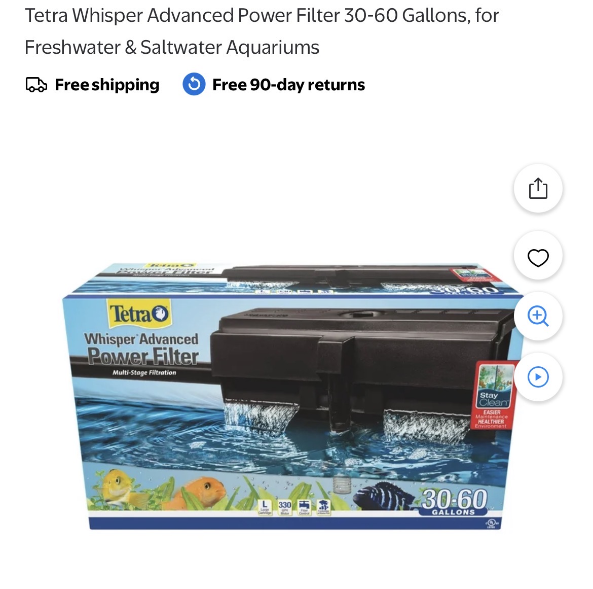 Tetra Whisper Advanced Power Filter 30-60 Gallons #D172