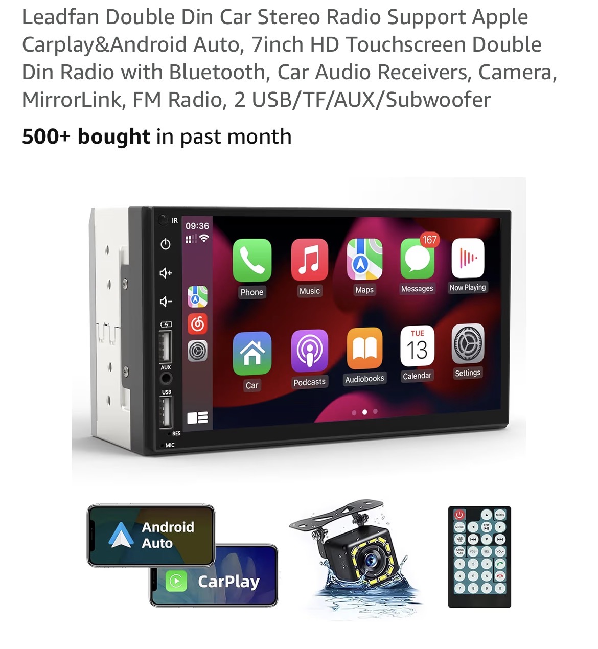 Leadfan Double Din Car Stereo Radio Support Apple Carplay&Android Auto #B12