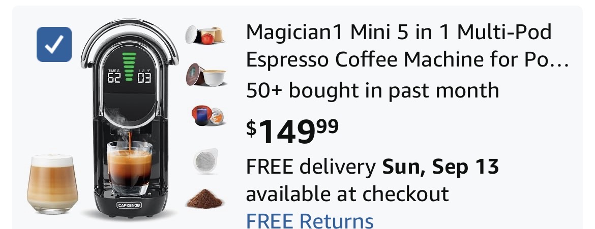 Magician1 Mini 5 in 1 Multi-Pod Espresso Coffee Machine for Pods & Grounds #A2