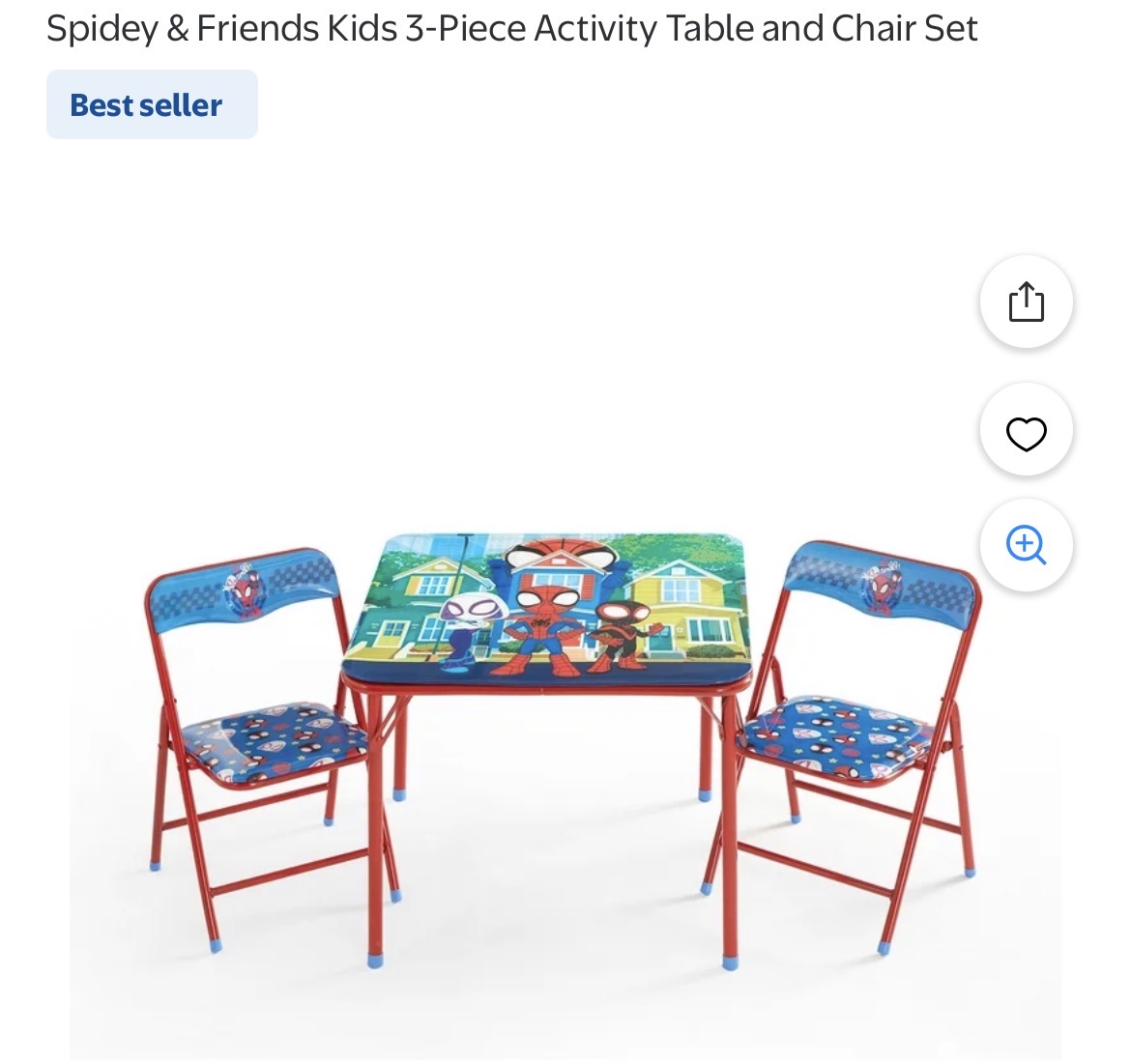 Spidey & Friends Kids 3-Piece Activity Table and Chair Set #D99