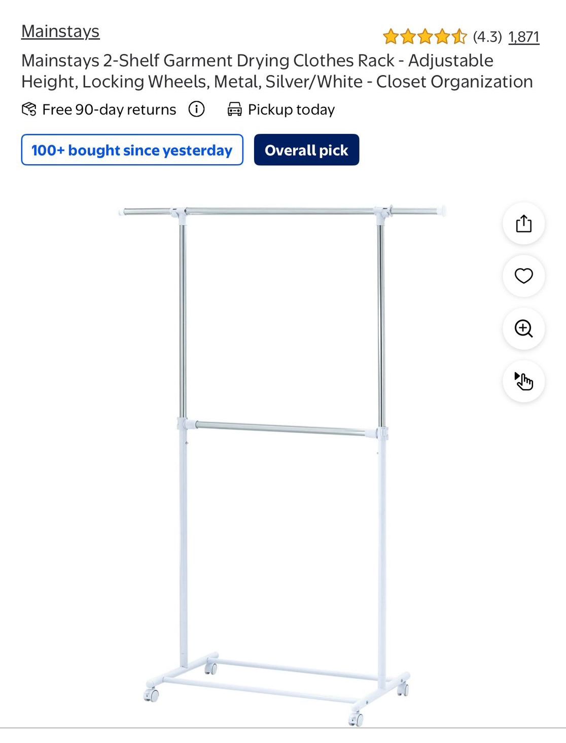Mainstays 2-Shelf Garment Drying Clothes Rack #I26
