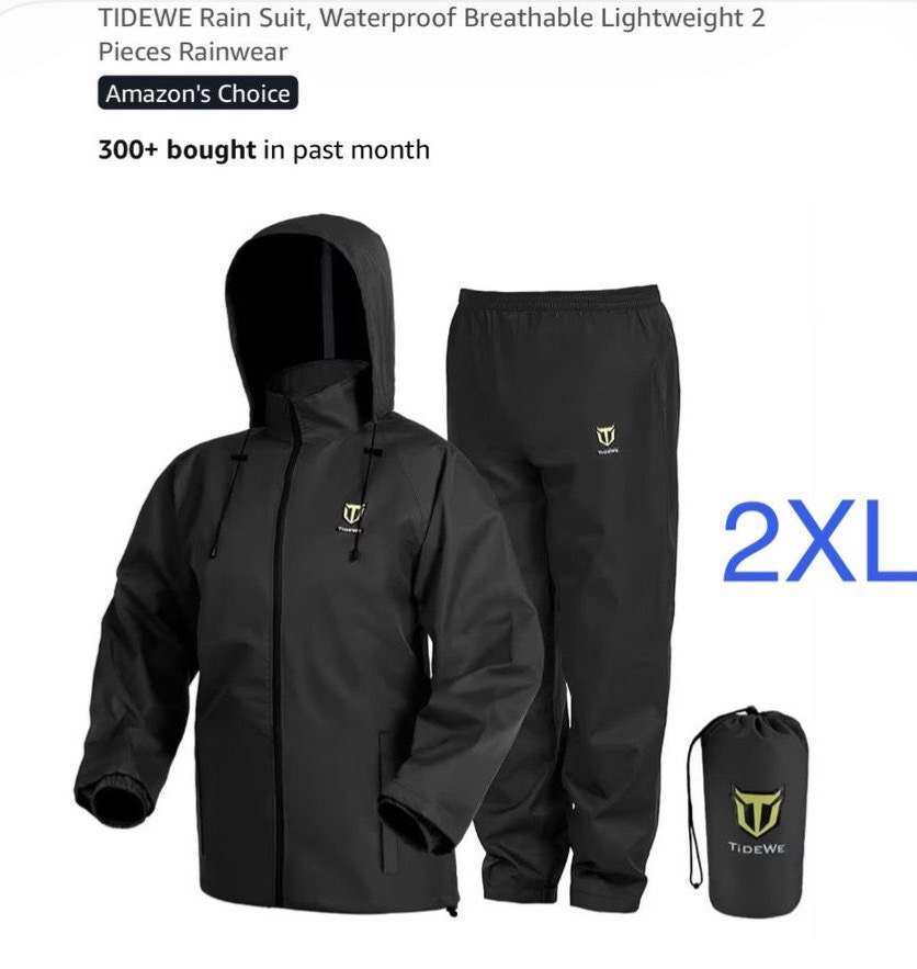 TIDEWE Rain Suit, Waterproof Breathable Lightweight 2 Pieces Rainwear #B7