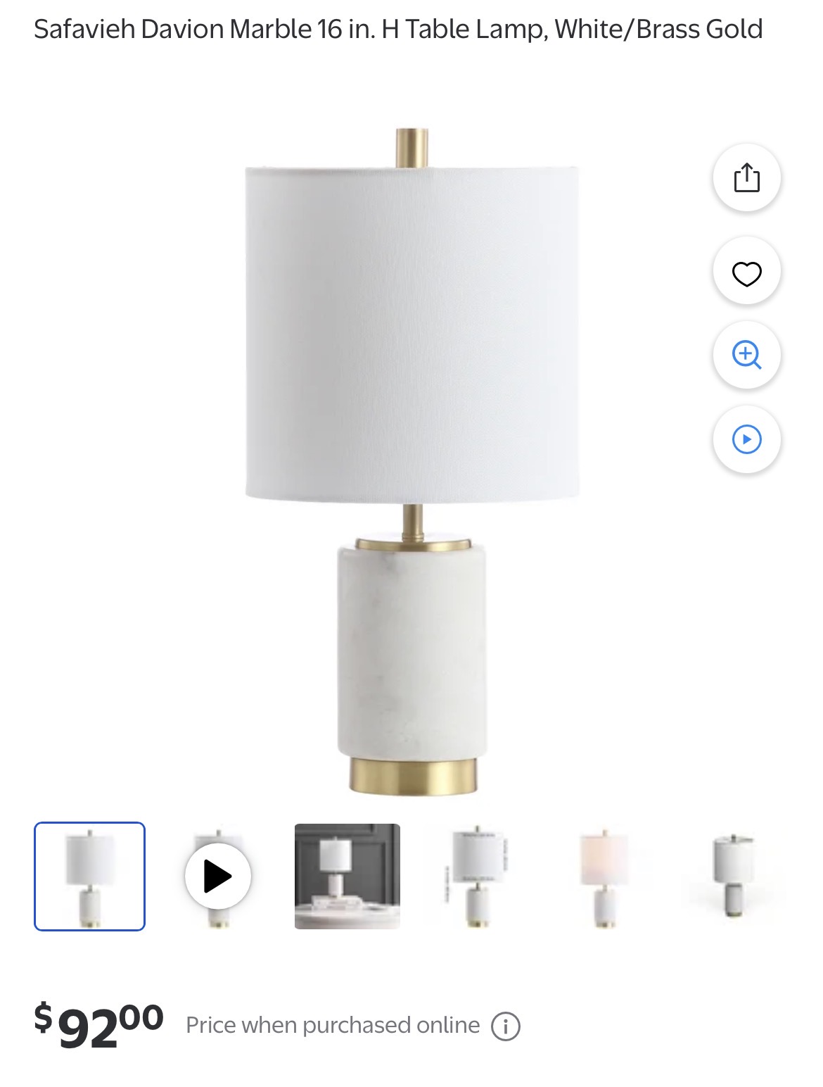 Safavieh Davion Marble Table Lamp #H3